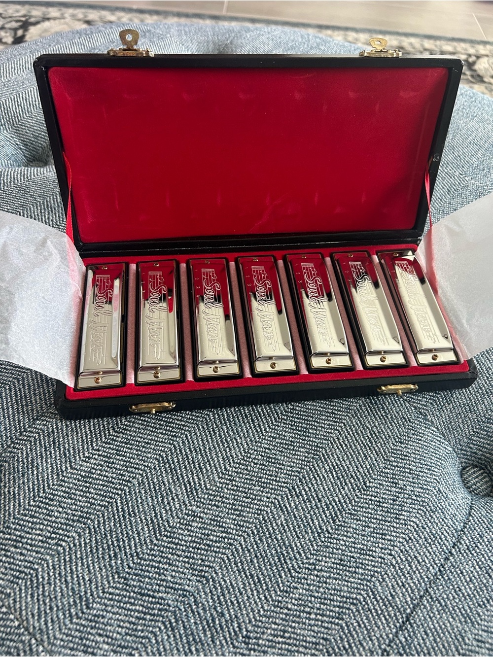 Vintage SOUL MAN Harmonica Set In Case- set of 7 harmonicas